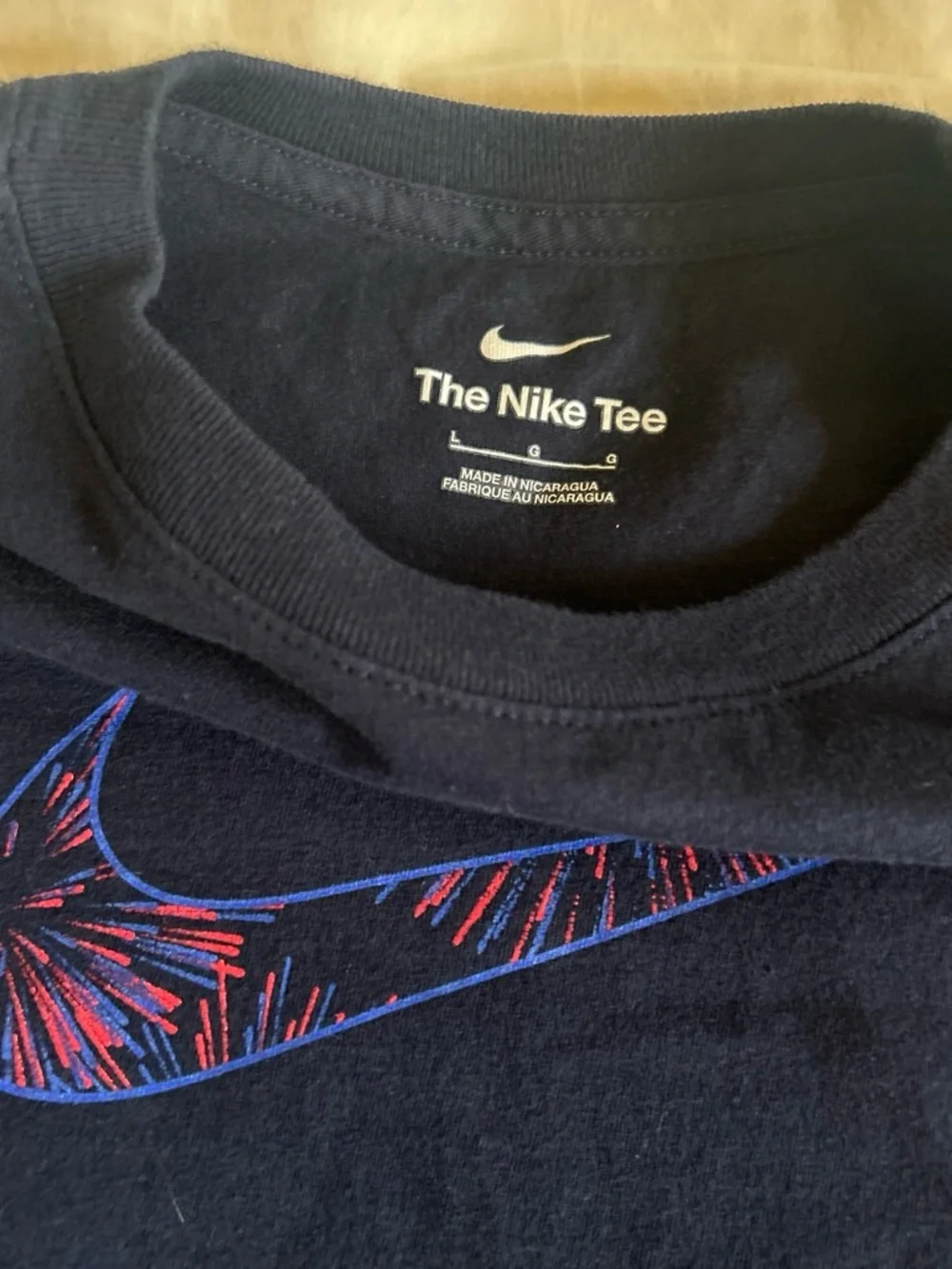 Nike Navy Tee with Blue and Pink Swoosh